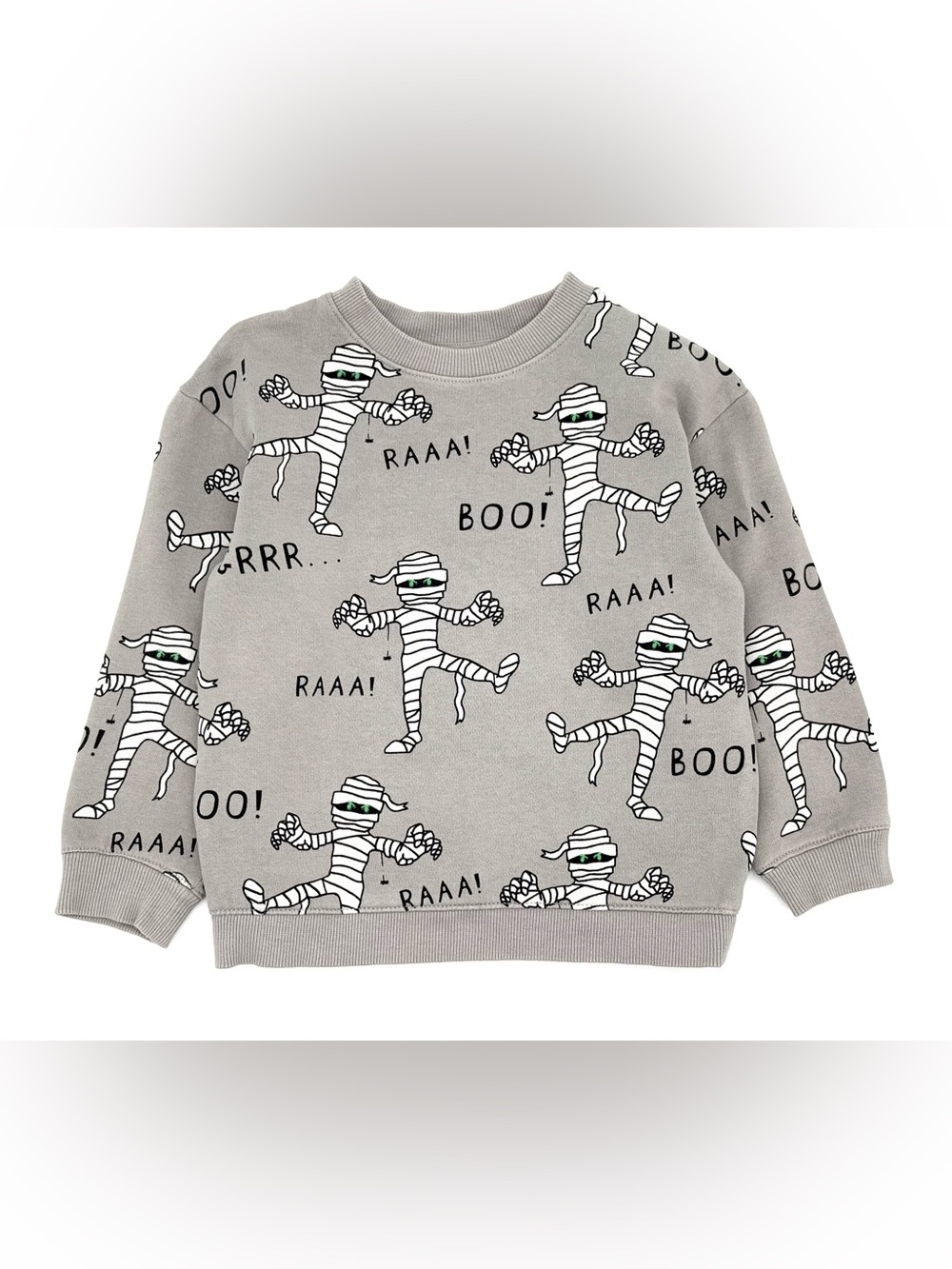 GUC H&M Little Boys Halloween Mummy Pullover Sweatshirt in Gray 5T/6